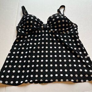 Coco Reef Swim Top  Size 36/38 C Black with white dots